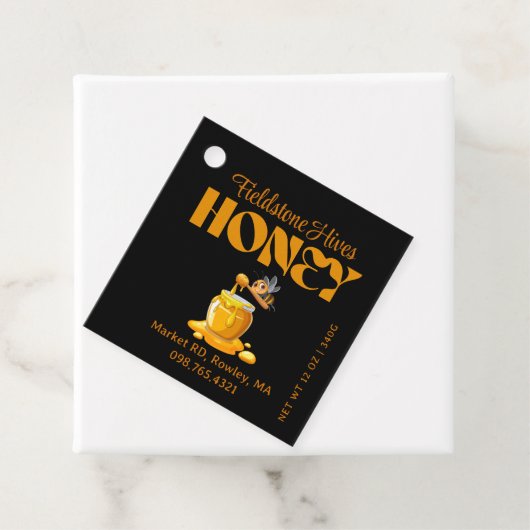 Black Bee Honey Label Metallic Gold Text (Beispiel)