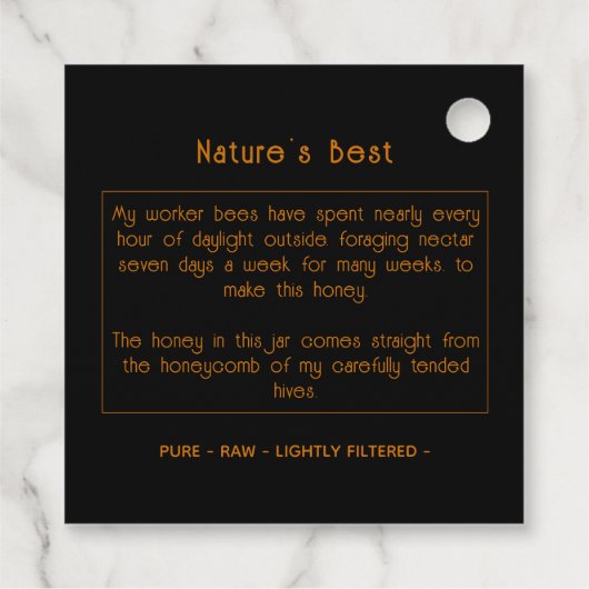 Black Bee Honey Label Metallic Gold Text (Rückseite)