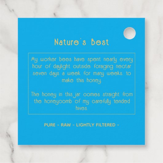 Black Bee Honey Label Metallic Gold Text (Rückseite)