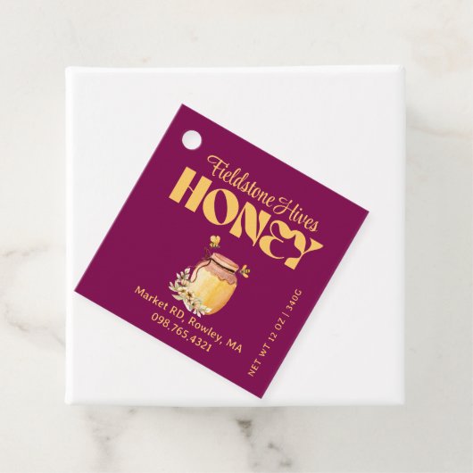 Black Bee Honey Label Metallic Gold Text  (Beispiel)