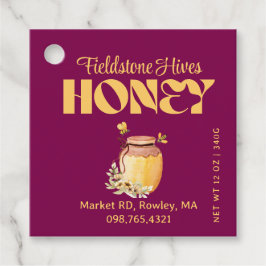 Black Bee Honey Label Metallic Gold Text