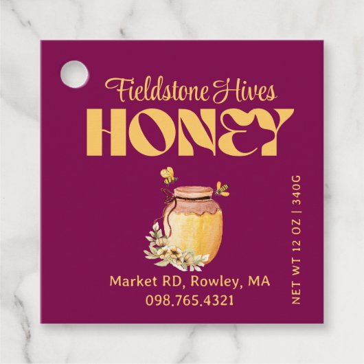 Black Bee Honey Label Metallic Gold Text (Vorderseite)