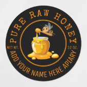 Black Bee Honey Label Metallic Gold Text Etiketten (Design 2)