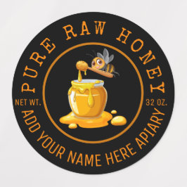 Black Bee Honey Label Metallic Gold Text Etiketten