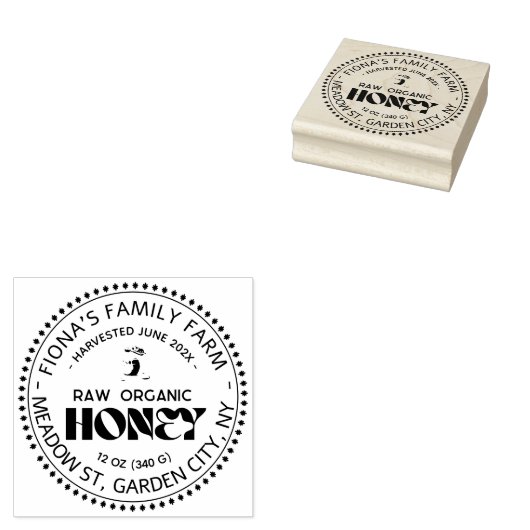Black Bee Honey Label Metallic Gold Text Gummistempel (Stempel)