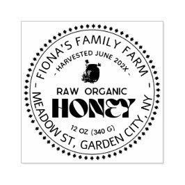 Black Bee Honey Label Metallic Gold Text Gummistempel