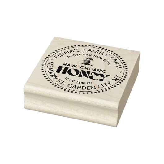 Black Bee Honey Label Metallic Gold Text Gummistempel (Stempel)