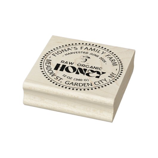 Black Bee Honey Label Metallic Gold Text Gummistempel (Stempel)