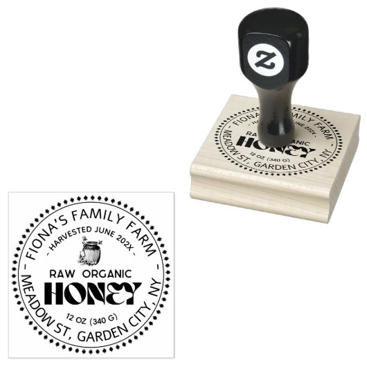 Black Bee Honey Label Metallic Gold Text  Gummistempel (Stempel)