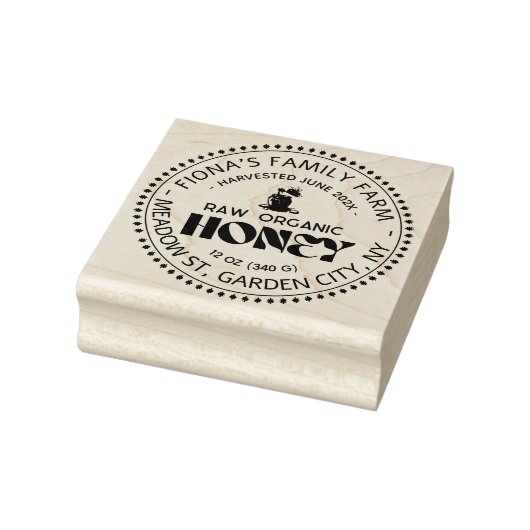Black Bee Honey Label Metallic Gold Text Gummistempel (Stempel)