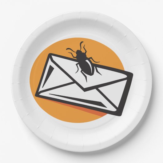 Black Beetle Insect on Envelope Pappteller (Vorderseite)