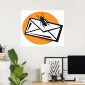 Black Beetle Insect on Envelope Poster (Heimbüro)
