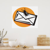 Black Beetle Insect on Envelope Poster (Küche)