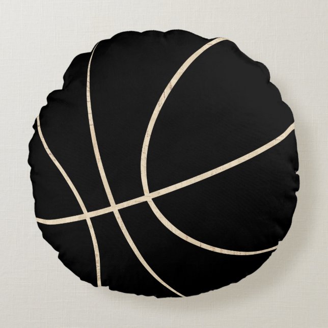 Black & Beige Basketball Runde Kissen (Vorderseite)