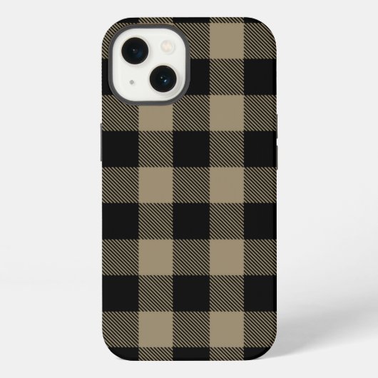 Black Beige Buffalo Kariert Karo Pattern iPhone Hülle (Rückseite)