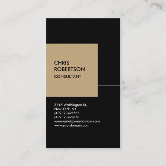 Black Beige Cube Vertical Chic Business Card Visitenkarte (Vorderseite)