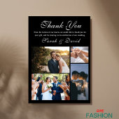 Black Beige Elegant Modern Wedding W Note Dankeskarte
