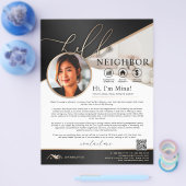 Black & Beige Hello Neighbor Realtor Einführung Flyer (Einzeln)