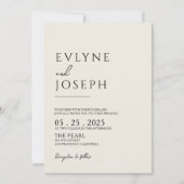 Black & Beige Minimalistisch Boho Neutral Wedding Einladung (Vorderseite)