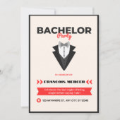 Black Beige Modern Stag Night Bachelor Party Einladung (Vorderseite)