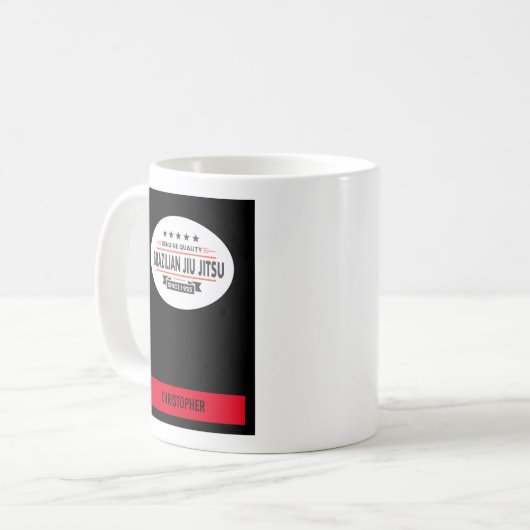 Black Belt BJJ Genuine Quality Seit 1925 Kaffeetasse (Vorderseite Links)