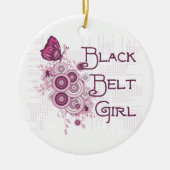 Black Belt Girl Pink Butterfells Keramik Ornament (Vorne)