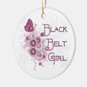 Black Belt Girl Pink Butterfells Keramik Ornament (Links)