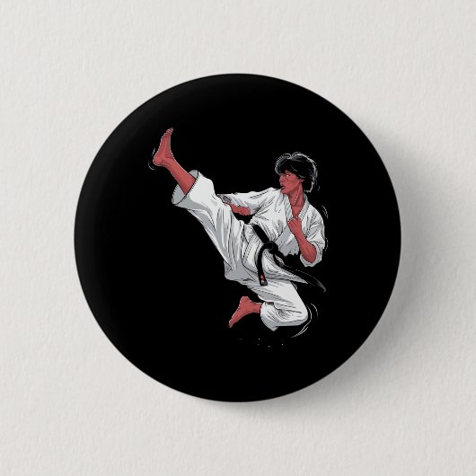 Black Belt Karate Fighter Button (Vorderseite)