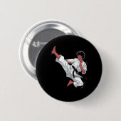 Black Belt Karate Fighter Button (Vorne & Hinten)