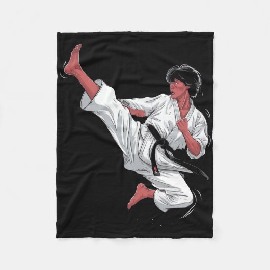 Black Belt Karate Fighter Fleecedecke (Vorderseite)