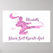 Black Belt Karate Girl Pink Lila Moderner Chic Poster (Vorne)