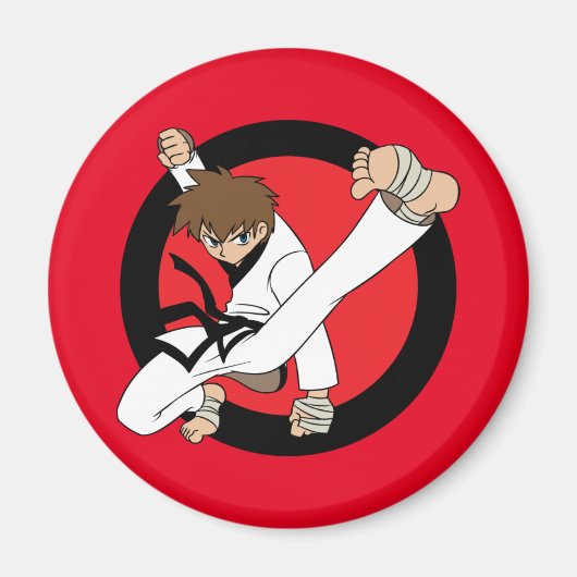 Black Belt Karate / Ninja Brünett Boy Magnet (Vorne)