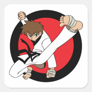 Black Belt Karate / Ninja Brünett Boy Sticker