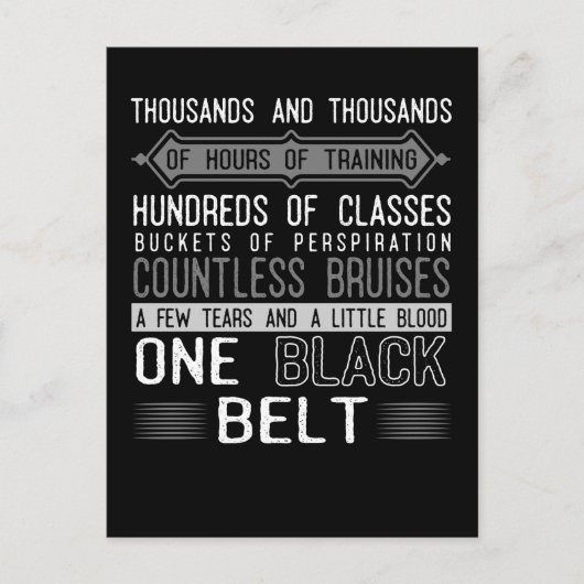 Black Belt Karate Taekwondo Jiu Jitsu Motivation Postkarte (Vorderseite)