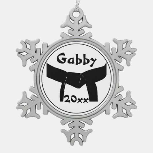 Black Belt Schneeflocken Zinn-Ornament (Vorderseite)