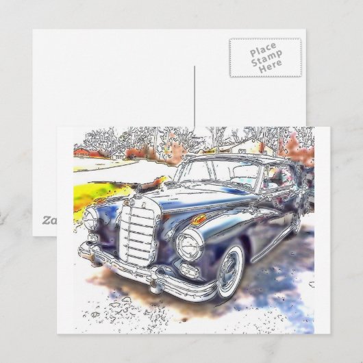 Black Benz Postkarte (Vorne/Hinten)
