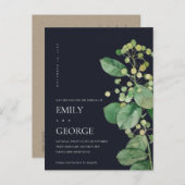 BLACK BERRY LEAFY FOLIAGE GREENERY SAVE THE DATE ANKÜNDIGUNGSPOSTKARTE (Vorne/Hinten)