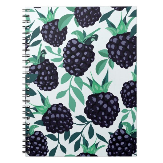 Black Berry Tropical: Frucht nahtloses Muster Notizblock (Vorderseite)