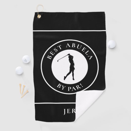 Black Best Abuela Oma Golfer Monogram Sports Golfhandtuch (Insitu)