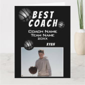 Black Best Coach Basketball Foto Dankeskarte (Vorderseite)