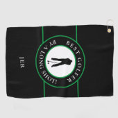 Black Best Golfer von Long Shot Mens Sportgrün Golfhandtuch (Horizontal)