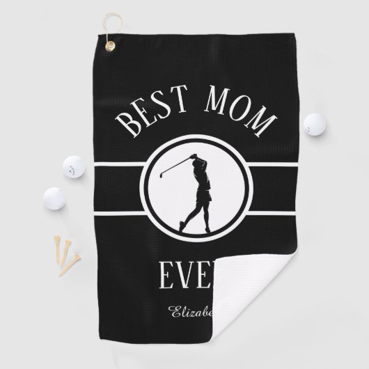 Black Best Mama jemals Golfer Sports Monogram Wome Golfhandtuch (Insitu)