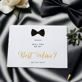 Black Best Man Vintage Bow Wedding Proposal Postkarte