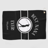 Black Best Nana Golfer Grandma Mit Monogramm Fraue Golfhandtuch (Horizontal)