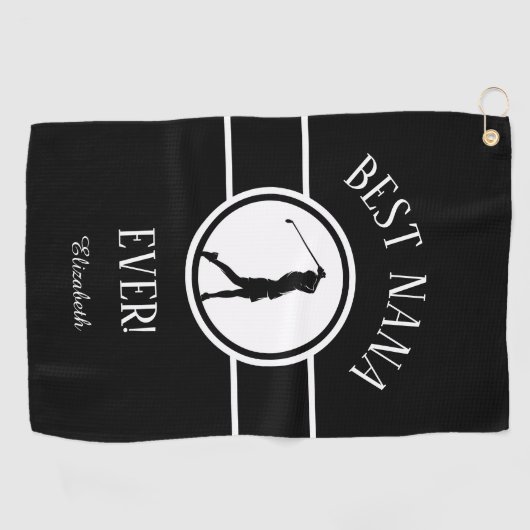 Black Best Nana Golfer Grandma Mit Monogramm Fraue Golfhandtuch (Horizontal)