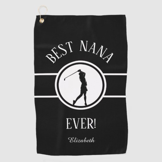 Black Best Nana Golfer Grandma Mit Monogramm Fraue Golfhandtuch (Vorderseite)