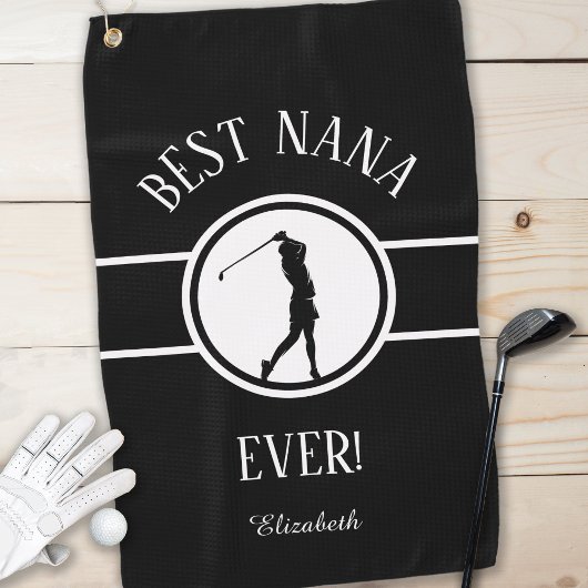 Black Best Nana Golfer Grandma Mit Monogramm Fraue Golfhandtuch