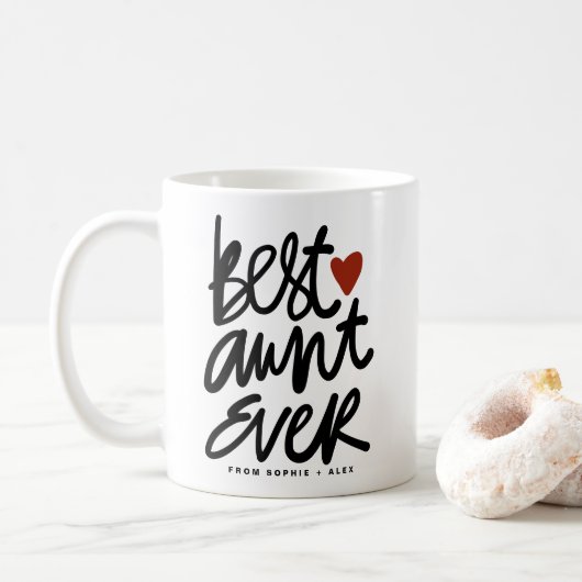 Black Best Tante je Hand Letting Zitat Kaffeetasse (Mit Donut)