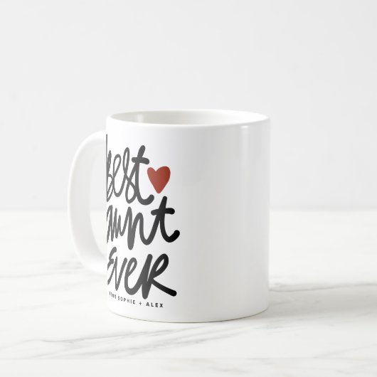 Black Best Tante je Hand Letting Zitat Kaffeetasse (Vorderseite Links)