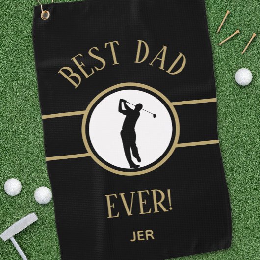 Black Best Vater je Golfer Sports Monogram Gold Golfhandtuch